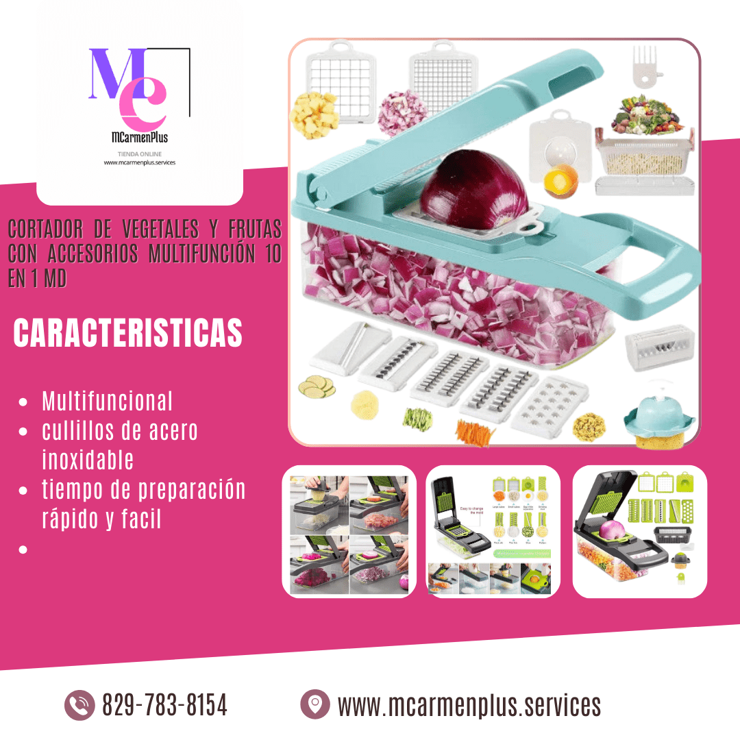 Cortador de vegetales y frutas con accesorios multifunción 10 en 1 MD - MCarmenPlus