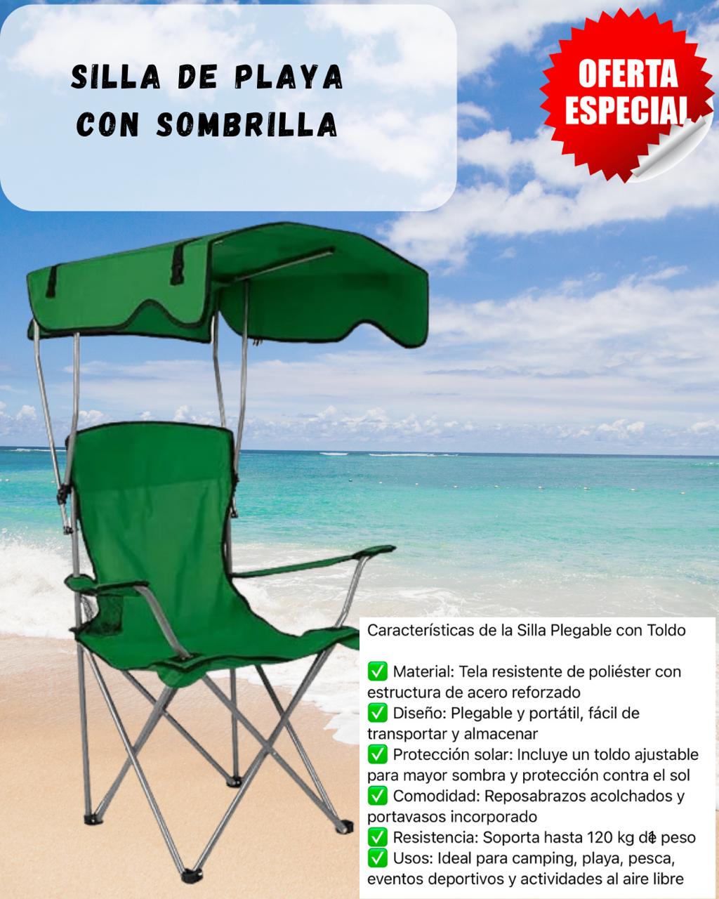 Silla de Playa con Sombrilla