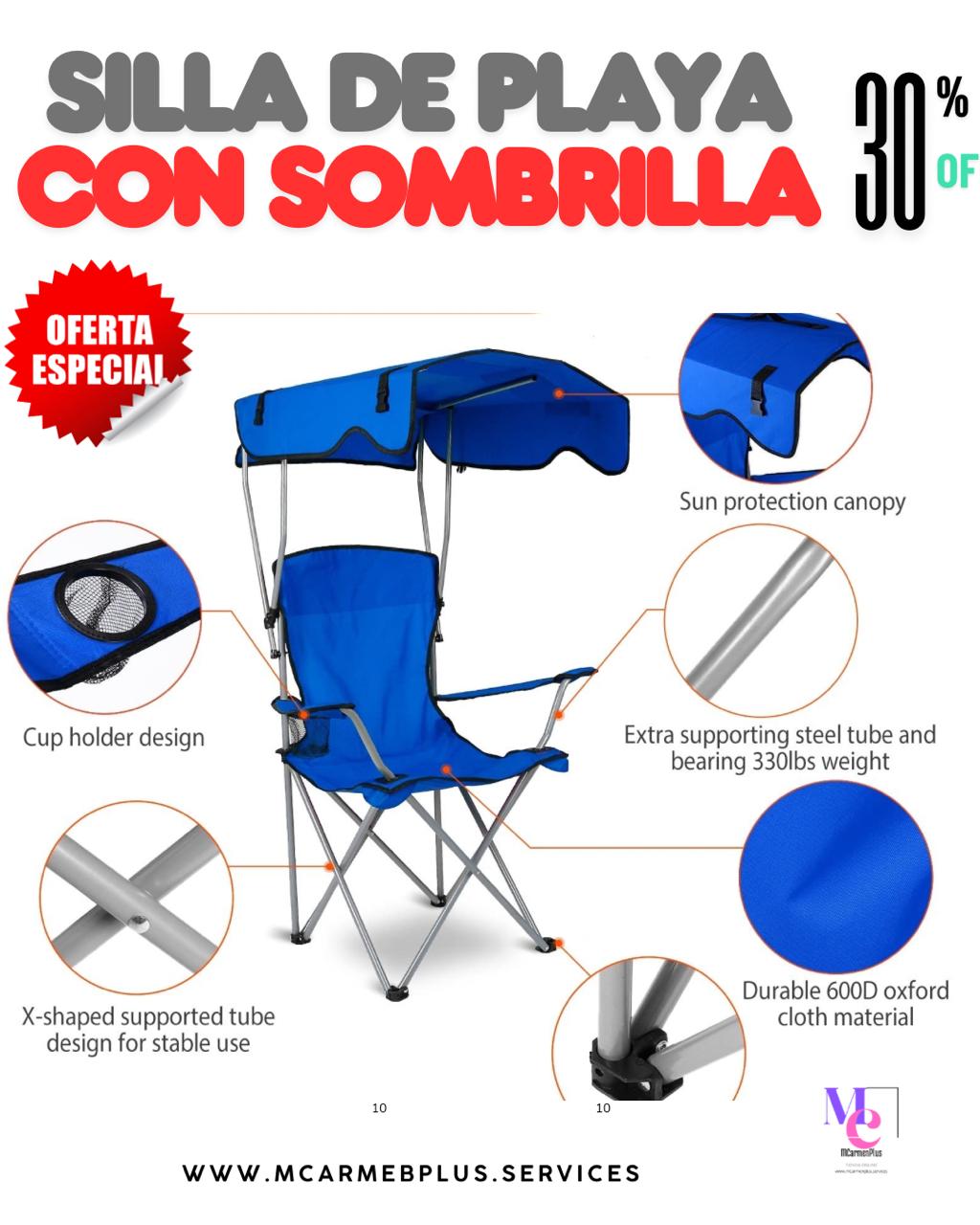 Silla de Playa con Sombrilla